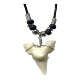 Wholesale Large Shark Tooth With Silver Beads Rope Adjustable Necklace Jewelry