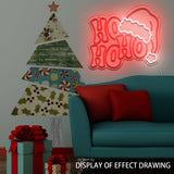 Merry Christmas Neon Sign - 'HO HO HO' Santa Hat Design, USB Powered, Perfect for Holiday Decor & Gifts