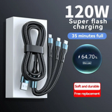 120W 3 in 1 USB Fast Charging Cable