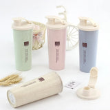 Eco- Friendly Leakproof Proteins Shaker Wheat Straw Water Bottle- 450 ml Assorted