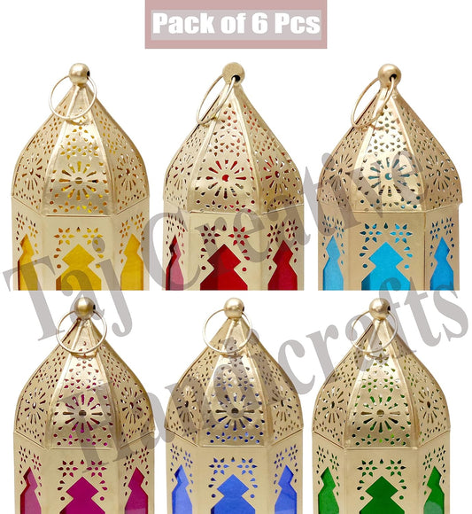 Hanging Moroccan T-Light Holder with Wax With 6 pack