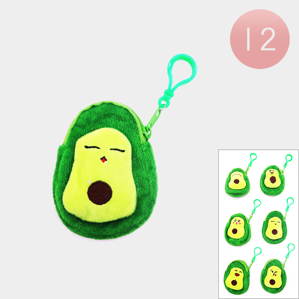 Avocado Printed Stylish Coin Purse Keychains (Sold by DZ=$23.88)