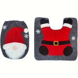 2PCS Christmas Toilet Cover, Christmas Toilet Seat Cover Set for Xmas Home Indoor Bathroom Decor