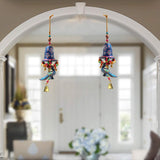 Door Hanging Blue Painted Bell with Jhalar Blue Peacock with Metal Bell Set of 2