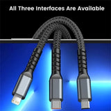 3 in 1 100W Fast Charging USB Cable Micro USB