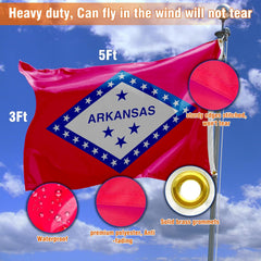 Wholesale New  Premium Quality Arkansas 3' x 5' Flag (Sold By Piece)