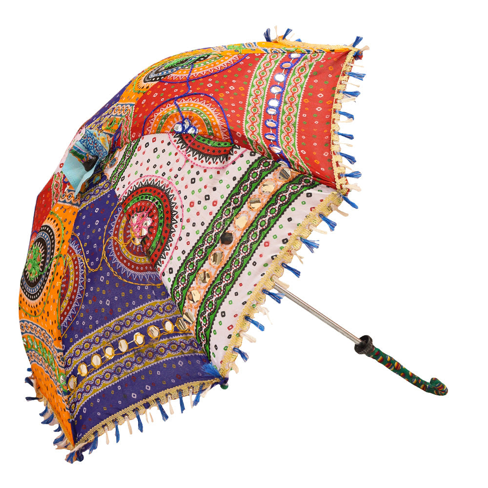 New Artistically Handcrafted Umbrella & Beautiful Embroidery  Bi Color Tassel Work