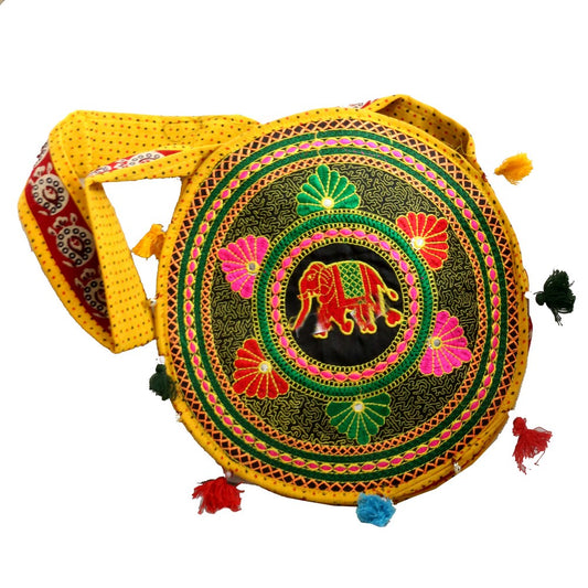 Circular  Bag With Floral Print