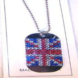 Wholesale British Dog Tag Crystal Necklace with Jewels Stylish and Trendy (Sold by the PIECE OR dozen)