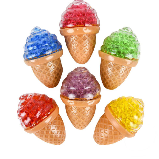 Squeezy Bead Ice Cream Cone Kids Toy in Bulk - Assorted