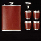 Wholesale New Brown Leather Flask Set with 4 Shot Glasses (Sold  By Piece)