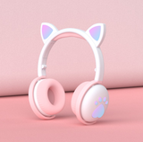 Glowing Cute LED Cat Ear Bluetooth Headphones  with Mic