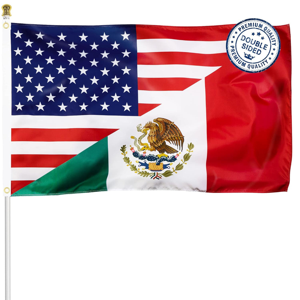 Premium Quality Combo Mexico American Diagonal Flag 3 x 5 Flag - Patriotic Decor (Sold By Set of 3)