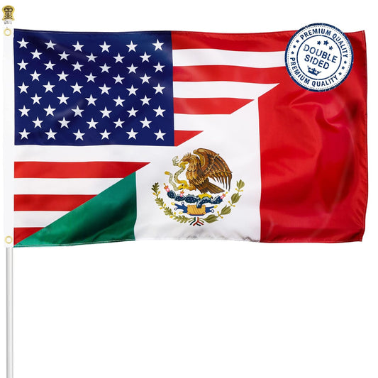 Premium Quality Combo Mexico American Diagonal Flag 3 x 5 Flag - Patriotic Decor (Sold By Set of 3)