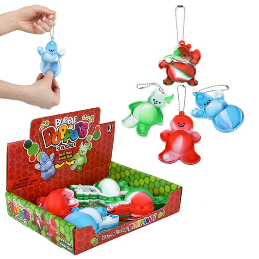 Reversible Christmas Popper Keychains For Kids In Bulk - Assorted