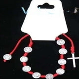 Religious Cross Charm Drawstring Bracelets Studded - Pieces/Dozen