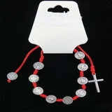 Religious Cross Charm Drawstring Bracelets Studded - Pieces/Dozen