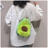 Wholesale New Stylish 12" Fuzzy Green Avocado Crossbody Purse With Functional Fashion (Sold By Piece)