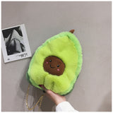 Wholesale New Stylish 12" Fuzzy Green Avocado Crossbody Purse With Functional Fashion (Sold By Piece)