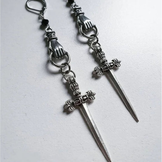 Wholesale  New Design Gothic Dagger Earrings, Metal Hand Dangle Jewelry (Sold By Piece)