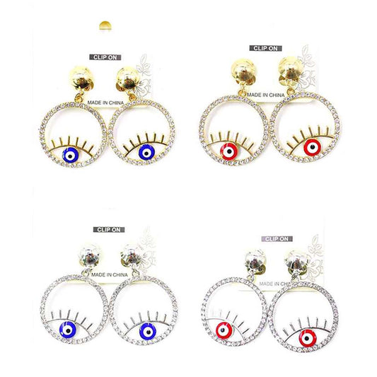 Circle Dangle Clip-On Earrings (1 Dozen=$14.99)