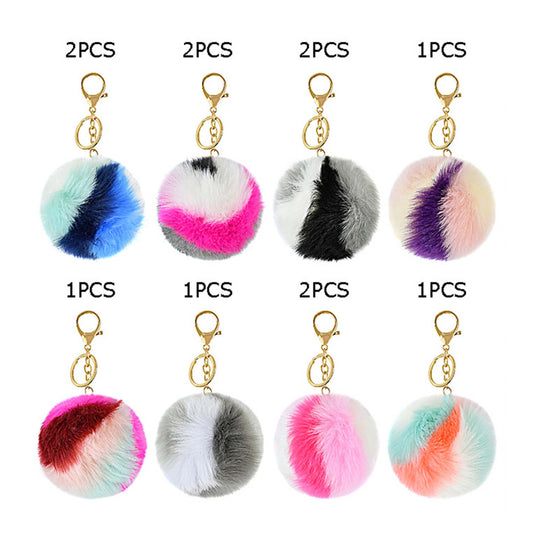 Faux Fur Pom Pom Keychains (1 Dozen=$14.99)