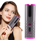 Cordless Auto Rotating Ceramic Hair Curler USB Rechargeable Automatic Curling Iron LED Display Temperature Wave Curler Styler