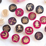 0709BA 25mm Happy Halloween Wax Seal Stamps Witch Broom Skull Bat Pumpkin Sealing Stamp head For Festival Happy Halloween Scrapbooking