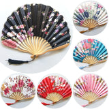 Chinese Style Hand Held Fans Personalized Pattern Silk Bamboo Folding Fans Handheld Wedding Hand Fan Cool Bamboo Flower Fan