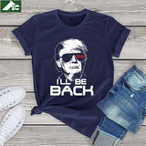 FLC Brand Graphic T Shirt For Women Donald Trump 2024 I'll Be Back Women Clothing Summer 2023 Unisex Cotton Tops Tees Camiseta