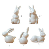 2808BA Pure White Easter Animal Miniatures Rabbit Ceramic Figurines Home Decoration China Gift, Modern Statue Desk Ornament