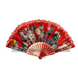 Wholesale Beautiful Flower Design Lace Oriental Hand Fans - Assorted