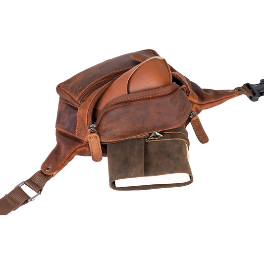 Unisex Genuine Leather Waist, Shoulder & Messenger Crossbody Belt Bag For Outdoor Travelling