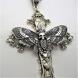 Beautiful Design Moth Skull Cross Gothic Metal Necklace (Sold By Piece)