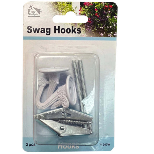 My Helper 2 Pack White Swag Hooks With Hardware Versatile Hanging Solution (MOQ-22)