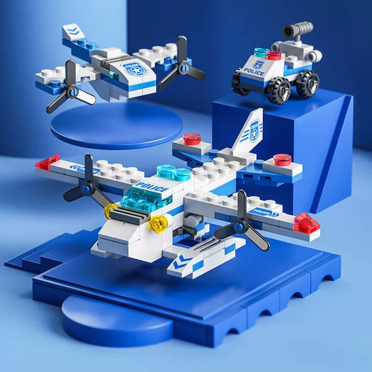 27june Small Particle Building Blocks Puzzle Assemble Deformation City Military Engineering Vehicle Puzzle Male Kids Gift Street View Aircraft Carrier