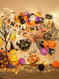 Halloween Decorative Background Wall Balloon Set Decoration Pumpkin Lamp Kindergarten Kids Atmosphere Scene Setting Props