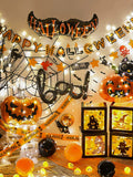 Halloween Decorative Background Wall Balloon Set Decoration Pumpkin Lamp Kindergarten Kids Atmosphere Scene Setting Props