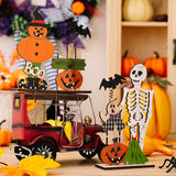 2907BA H3 New Halloween Creative Spring Skull Table Decorations Ghost Festival Pumpkin Bat Wooden Decoration