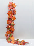 0709BA Artificial Maple Leaf Pumpkin Rattan Decorations Halloween Garland Wall Hanging Thanksgiving Ornaments Lintel Fake Leaves Door Decoration