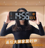 16-Inch Large Screen LED Clock Alarm Clock Remote Control Electronic Clock Scandinavian Digital Clock Minimalist Living Room Wall Clock USB Power Supply