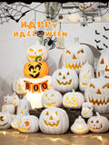 0709BA Halloween Decoration Luminous White Pumpkin Lamp Scene Layout Large Shopping Mall Dress up Props Theme Activity