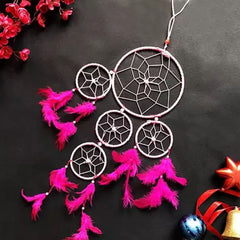 Beautiful Design Pink Dreamcatcher 3.5" x 10" - Bohemian Wall Decor (Sold  By Piece)