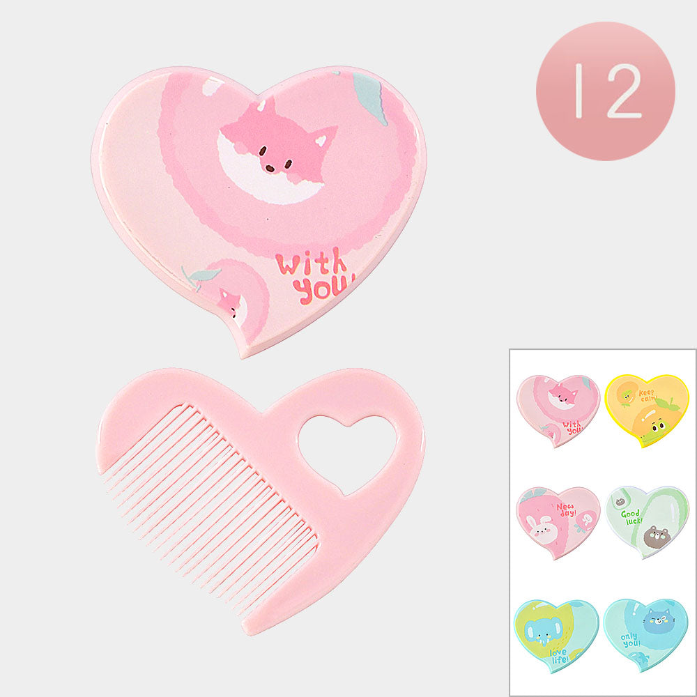 Beautiful Heart & Animal Fruits Mirror Hair Brushes (1 Dozen=$31.99)