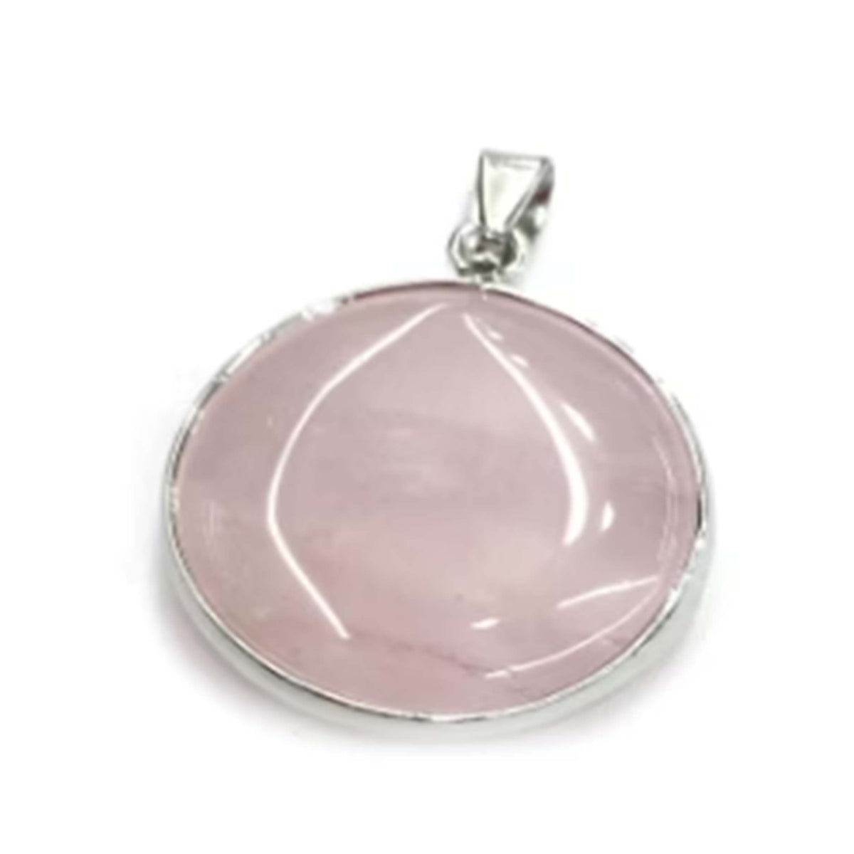 Round Rose Quartz Pendant Genuine Rose Quartz Necklace Jewelry