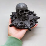 2808BA Large Rose Skull Funeral Candle Holder Mold DIY Cake Handmade Resin Gypsum Silicone Mold Halloween Decorative Accessories