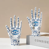 0407BA Devil's Eye of Fatima Jewelry Display Holde Ceramic Mannequin Hand Stand Designed for Necklaces, Bracelets, Rings