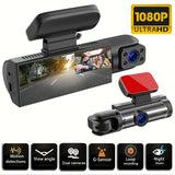 Car DVR Wide-angle 2-Record High-definition Night Vision 1080P Driving Recorder Suction Cup Dual Lens Car Front and inside Video