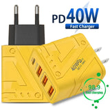 40W Fast Charging Power Station 3 USB & 1 PD Ports Efficient Charger