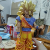 27june 32cm Dragon Ball Z Goku Figure Ssj3 Dbz Super Saiyan 3 Anime Figures Pvc Statue 2 Arms Action Figurine Model Halloween Toys Gift